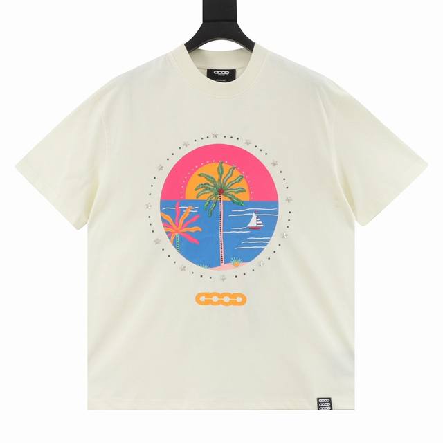 Goodbrand Ss25 Coconut Tree Hot Diamond Print Logo Short Sleeve T-shirt Unisex 3