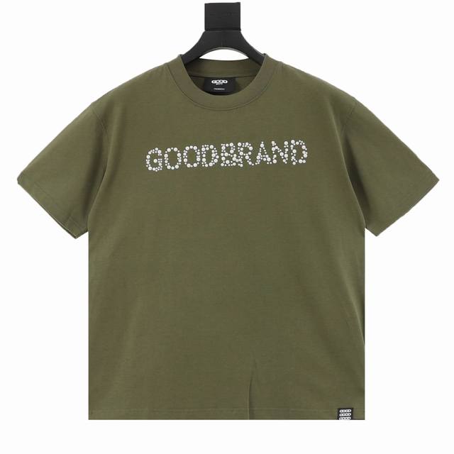 Goodbrand sequined slogan fashionable high-end short-sleeved T-shirt Unisex 350g