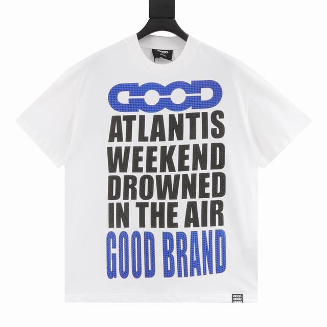 Goodbrand Ss25 hot diamond letter print logo short sleeve T-shirt Unisex 350g fa
