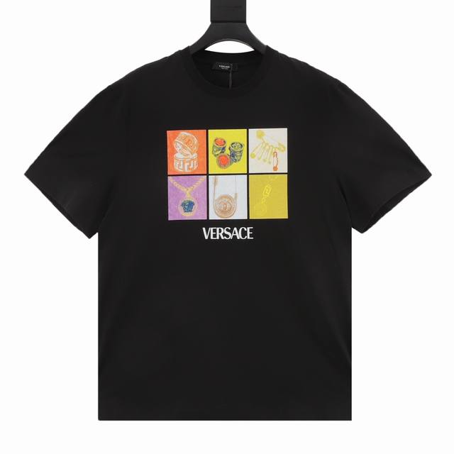 Versace Versace jewelry printed short-sleeved T-shirt Customized Qimeng four sea