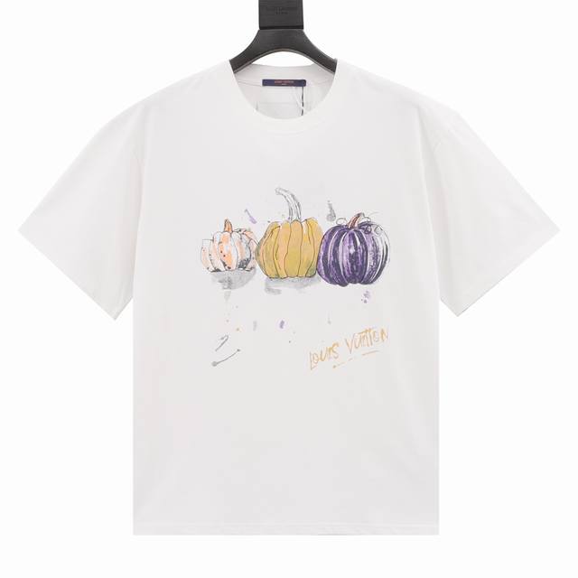 Louis Vuitton graffiti hand-painted pumpkin short sleeves Color-matching fixed-d