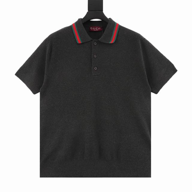 Gucci 25Ss Red and green jacquard collar knitted Polo short sleeves Ingeniously