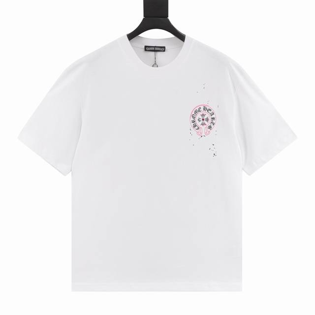 Chrome Hearts 25Ss hand-painted cross print short sleeves The fabric is made of