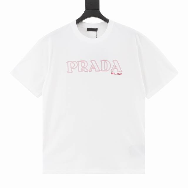 Prada 25Ss hollow letter print logo short sleeves Using original plate exclusive