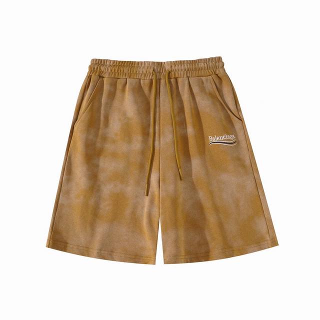 New arrival Balenciaga 24Ss Coke letter embroidered tie-dye shorts The fabric is