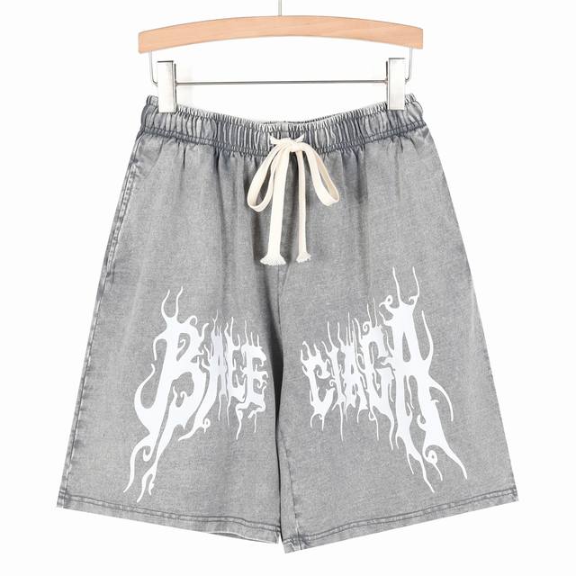 Balenciaga washed distressed snowflake shorts Customized 300g distressed washed