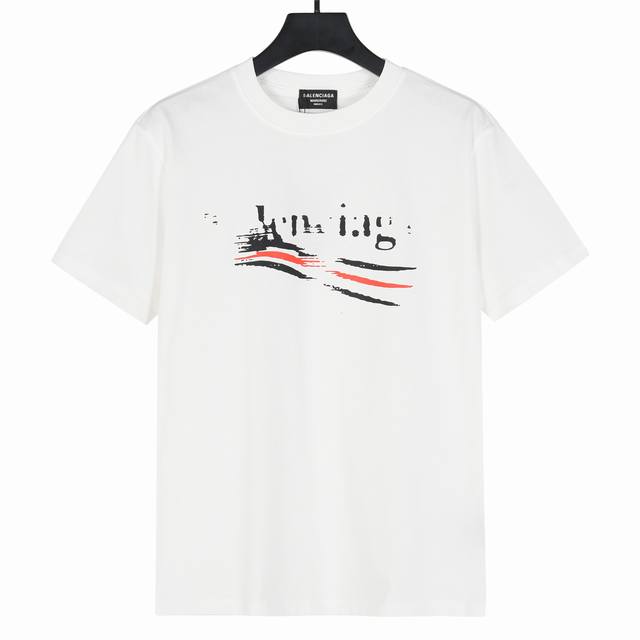 Balenciaga 25Ss new front and back wave print short-sleeved T-shirt The fabric i
