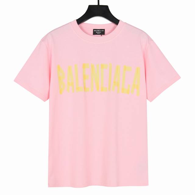 Balenciaga pleated tape printed short-sleeved T-shirt The fabric is made of heav