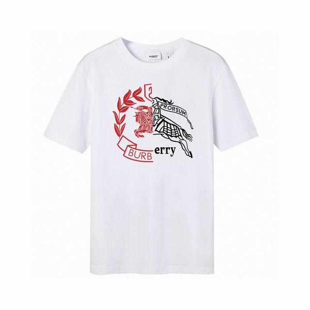 Burberry knight print short-sleeved high version, trendy high street couple T-sh