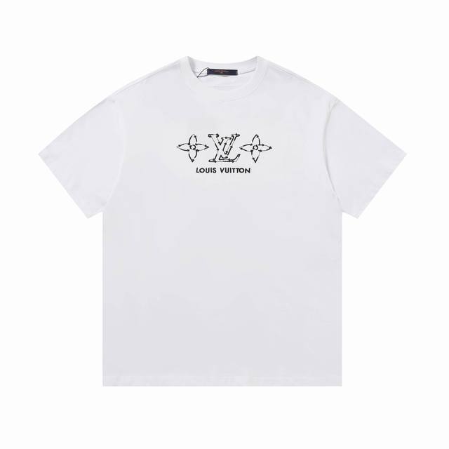 New arrival Top version Louis Vuitton three-flower embroidered small logo short-