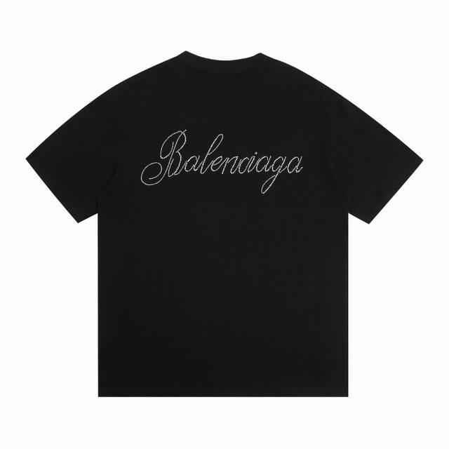New High version Balenciaga floral Paris rhinestone letter short sleeves Made of