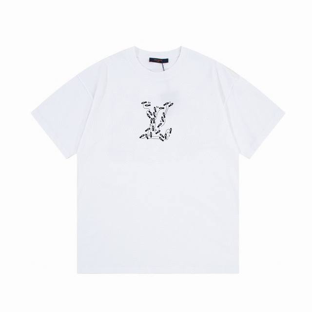 Louis Vuitton Summer new foam letter print round neck short-sleeved T-shirt Lv S