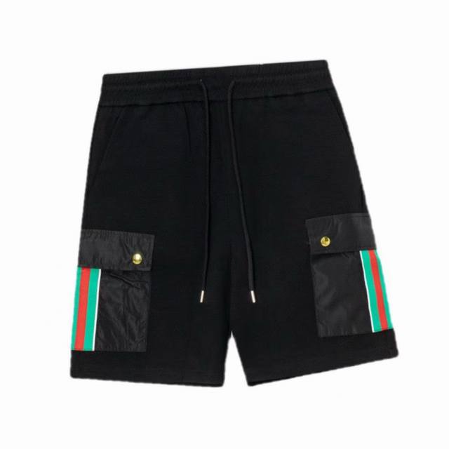 Gucci New summer style casual shorts with red and green webbing on both sides. C