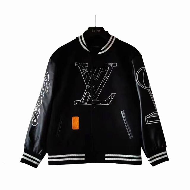 Actual shot details + size chart Louis Vuitton baseball jacket with leather slee