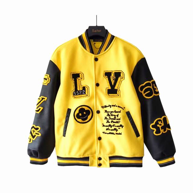 Actual details + size chart Louis Vuitton yellow and black patchwork baseball ja