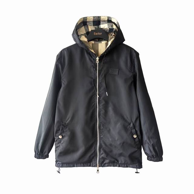 Actual shot details + size chart Bbr Burberry large plaid double-sided hooded ja
