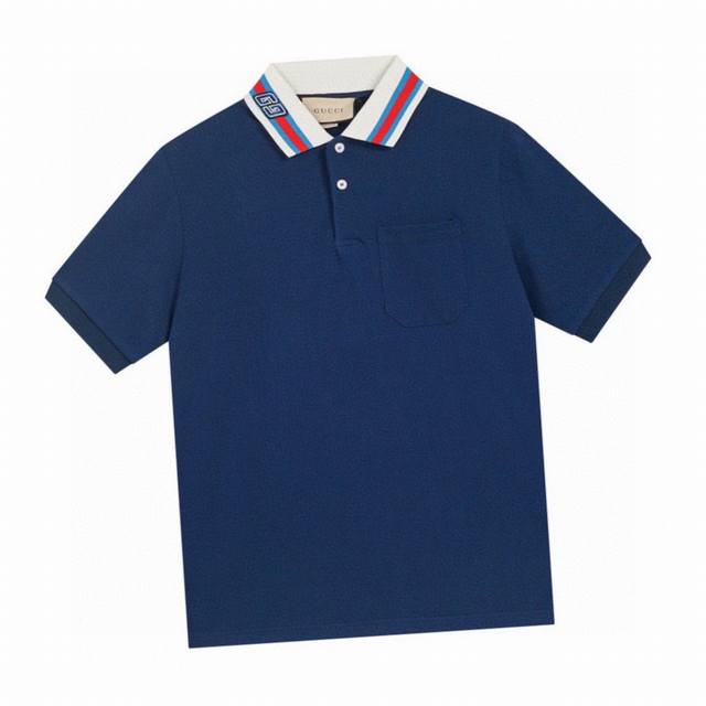 Gucci Summer new Gg chapter embroidered lapel short-sleeved Polo shirt with a mo