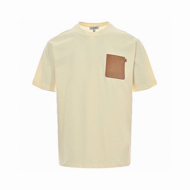 Loewe new summer style, leather label pocket logo round neck short-sleeved T-shi