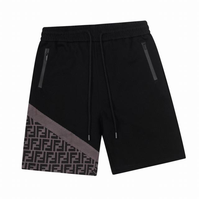 Fendi summer new style double F print twill stitching casual shorts are very eye