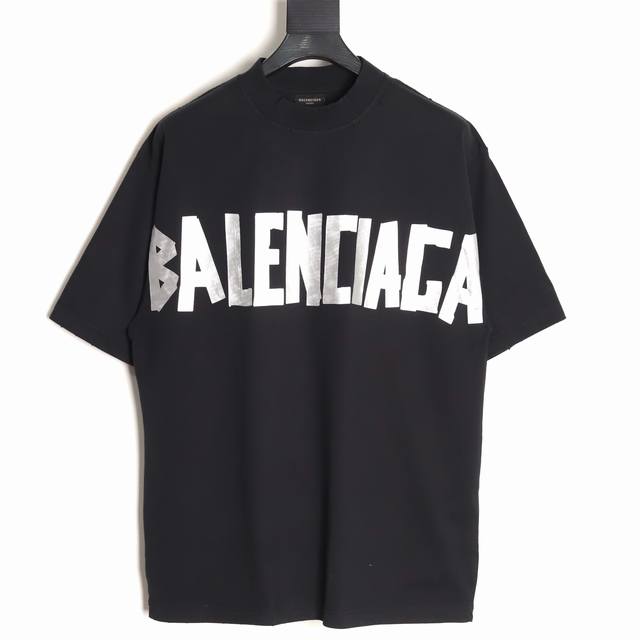Balenciaga 25Ss silver tape short-sleeved T-shirt Exclusive custom-woven high-we