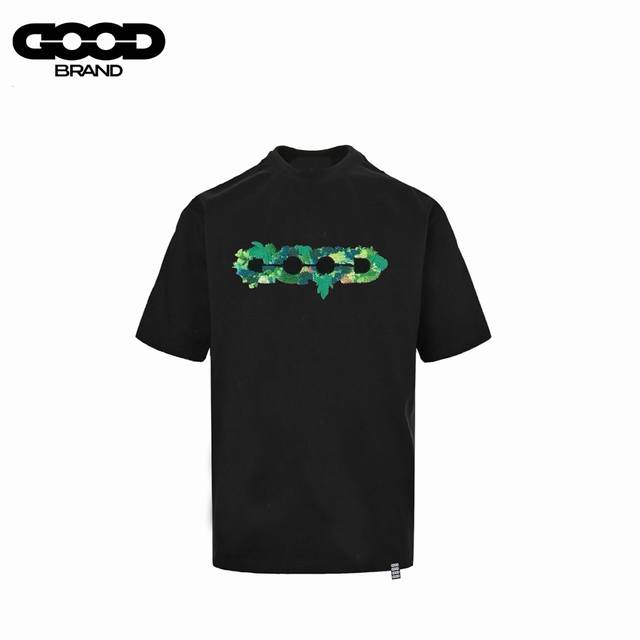 Goodbrand Ss25 3D Green Plant Embroidery Map Logo Loose Short Sleeve T-shirt Mad