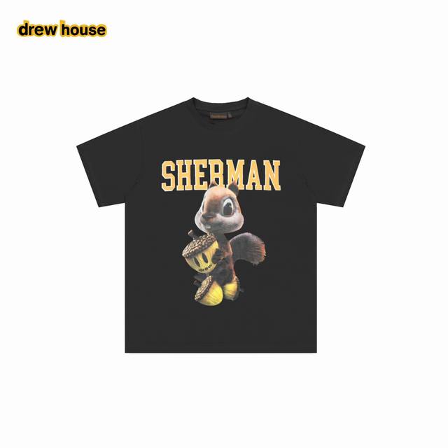 Drew House Smiley Nut Squirrel Short Sleeves The washed wheat code, main wheat c