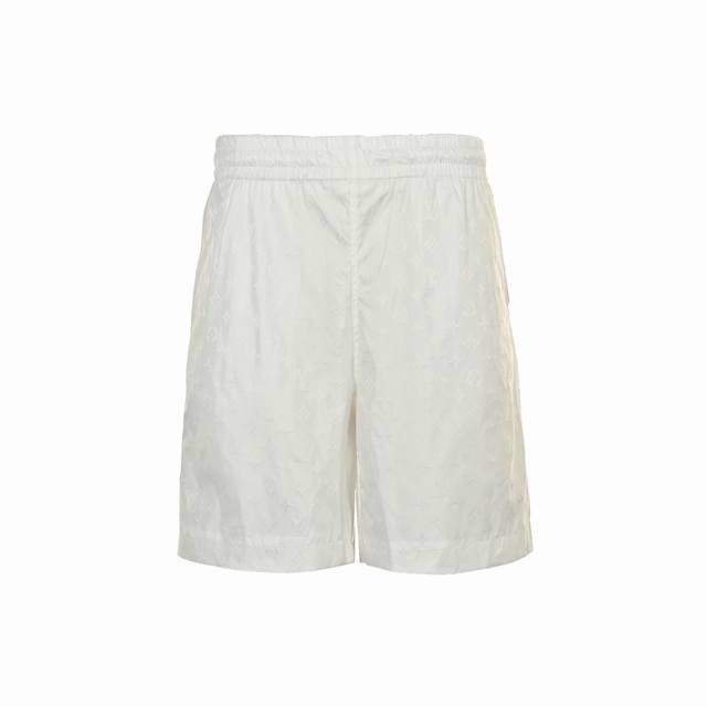 Louis Vuitton classic dark pattern jacquard beach shorts White highest version H