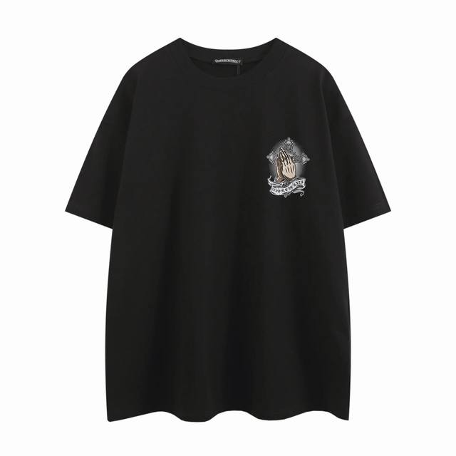 High version Chrome Hearts Chrome Hearts palm Sanskrit cross print short sleeves