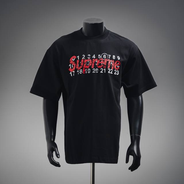 Supreme x Maison Margiela Mm6 Alphanumeric damaged short-sleeved T-shirt Customi