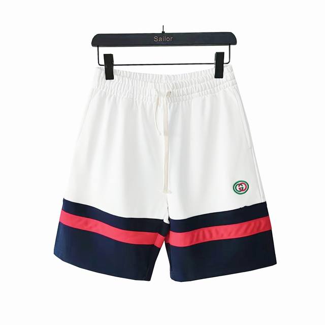 Actual details + size chart Gucci two-color stitching embroidered Logo shorts Sh