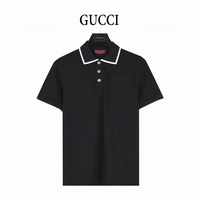 Gucci 25Ss collar with letter patch embroidery short-sleeved Polo shirt uses cus
