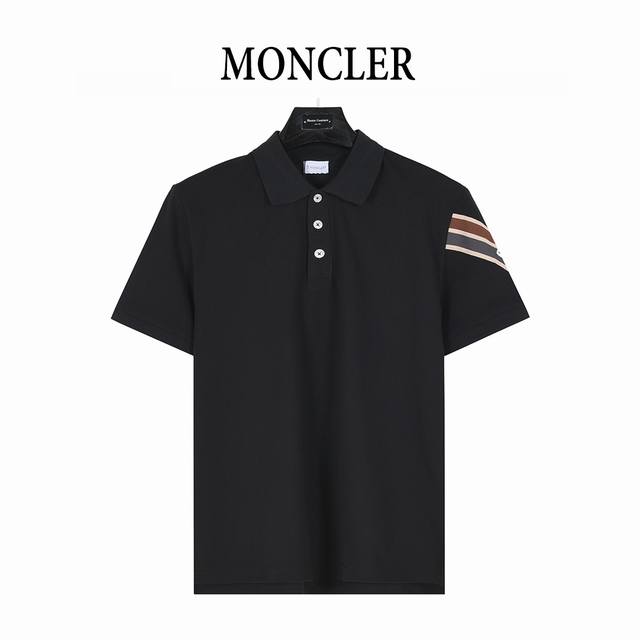 Moncler 25Ss Short-sleeved Polo Shirt with Webbing and Badge on the Sleeves Made