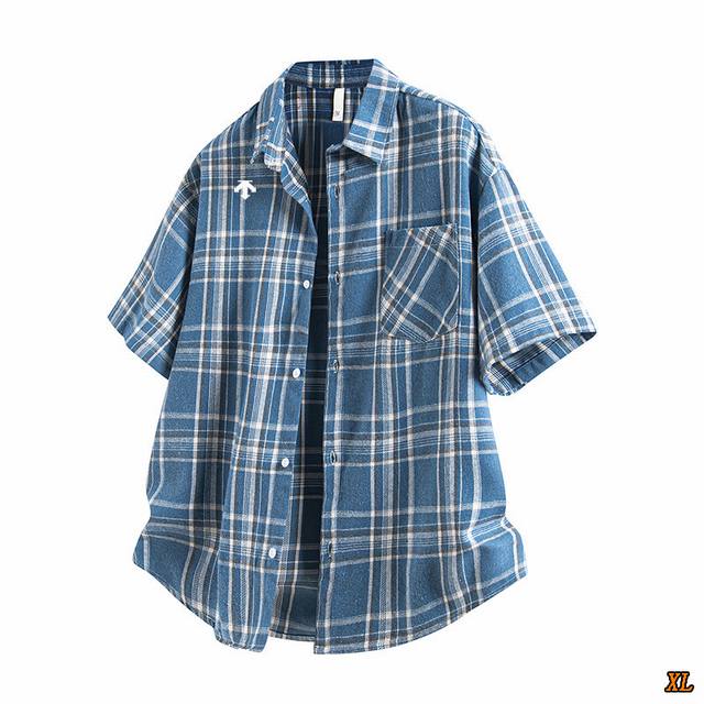 Descente exclusive real shot of the new summer high-quality plaid short-sleeved