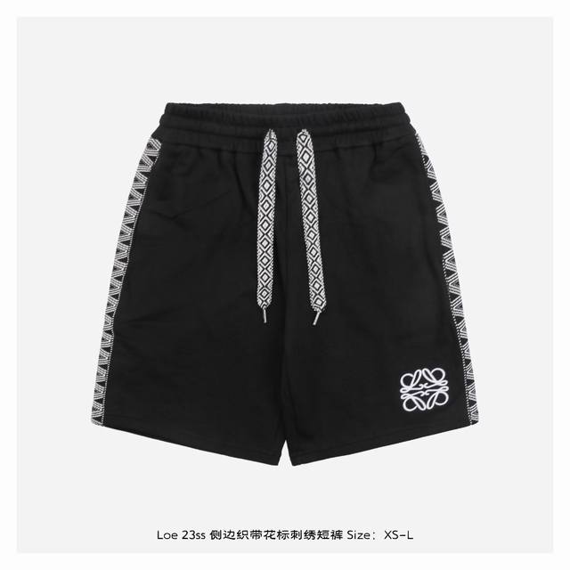 Loewe 23Ss side webbing floral embroidered shorts The fabric is made of 380g com