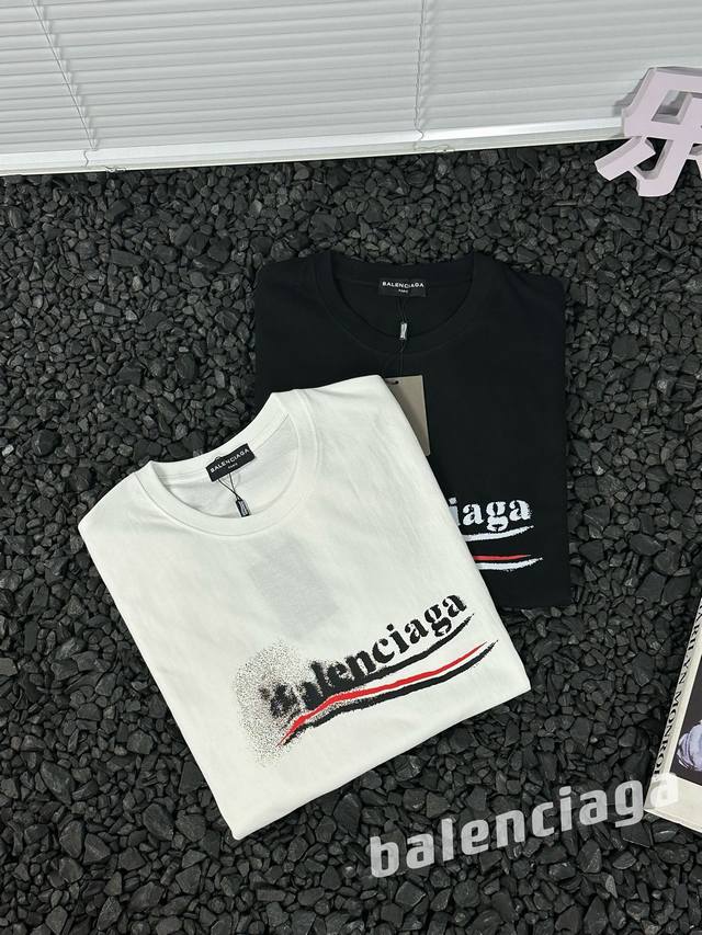 Balenciaga 24Ss Summer Blurred Printed Short Sleeve Logo Coke T-shirt Gender-neu