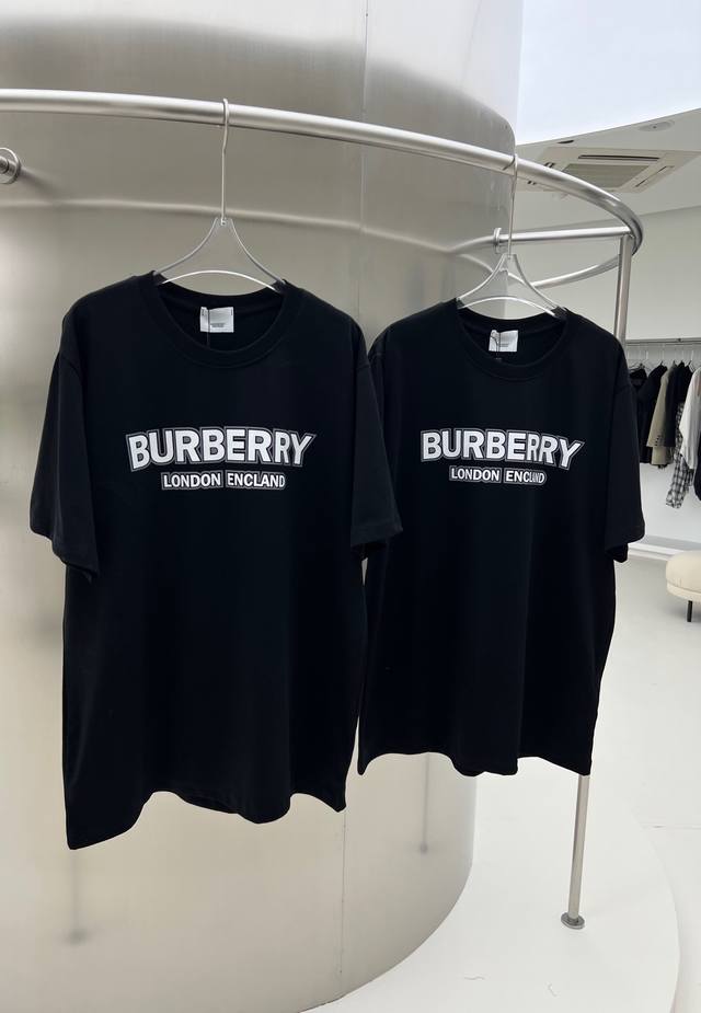 Burberry 22Ss new three-dimensional stroke slogan Logo offset printing short-sle