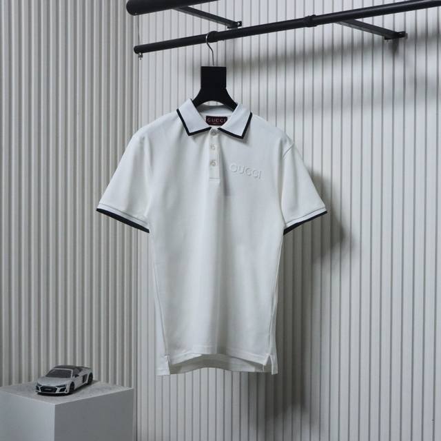 Gucci 25Ss collar patchwork letter patch embroidery short-sleeved Polo shirt use