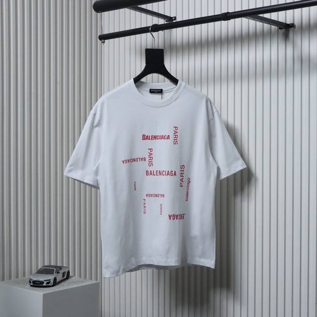 Balenciaga 24Ss pink letter print short sleeves Standard digital direct printing