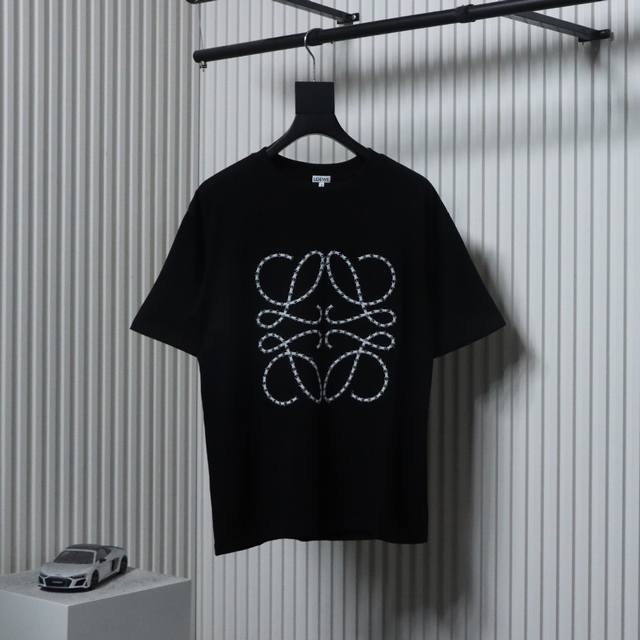 Loewe 25Ss embroidered logo short sleeves The fabric is made of 32-screw double