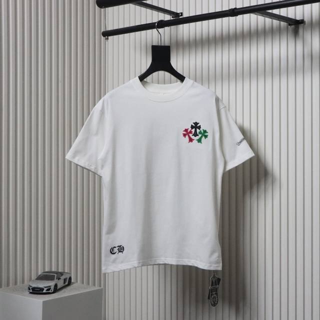 Chrome Hearts Ch colorful full leather logo cross short-sleeved T-shirt uses dir