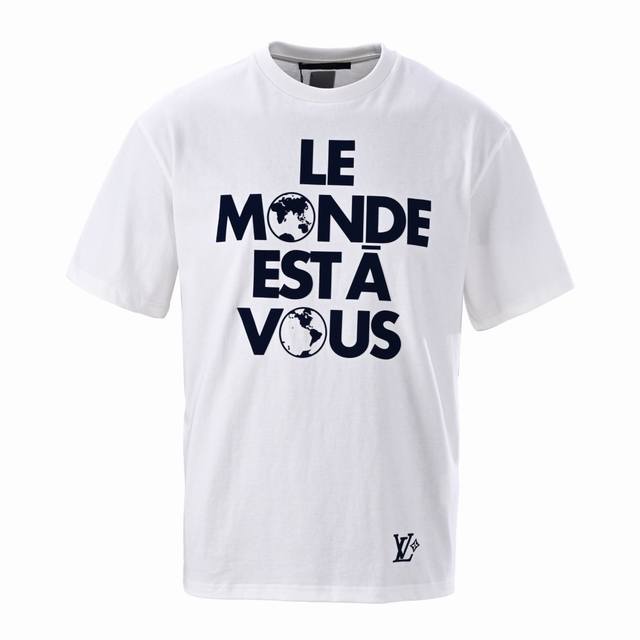 Louis Vuitton Lv blue flocked print short-sleeved T-shirt Authentic 7400 purchas