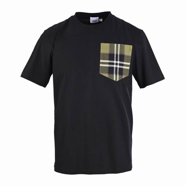 Burberry Bbr green checkered pocket short-sleeved T-shirt Made of original G cot