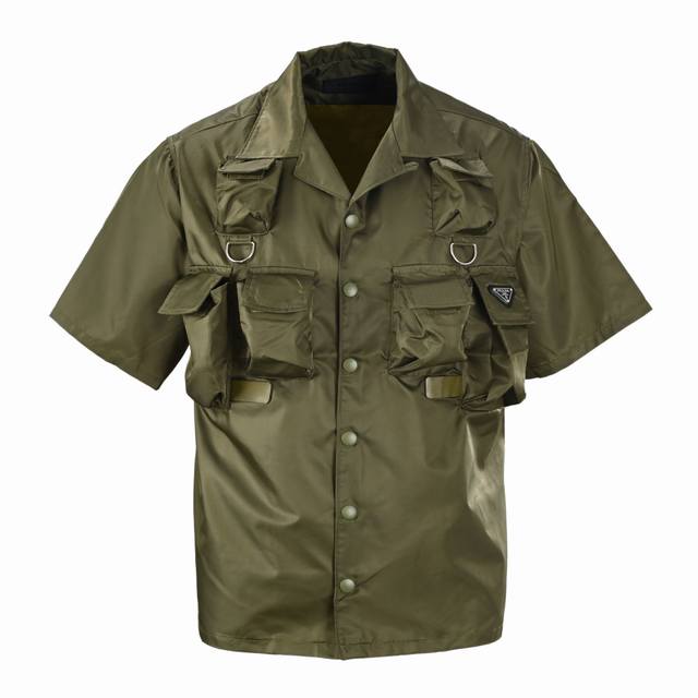 Prada Prd multi-pocket battlefield functional style nylon short-sleeved shirt Ma