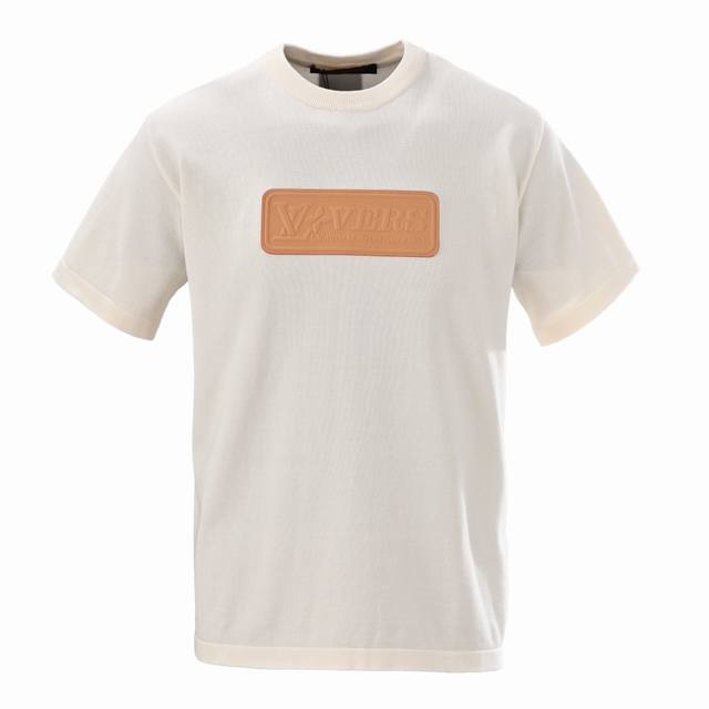 Louis Vuitton Lv yellow chest label knitted short-sleeved T-shirt Authentic 9350