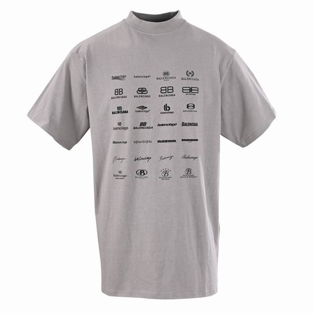 Balenciaga Blcg Archives Logos Multi-print Large Size Short Sleeve T-shirt Origi