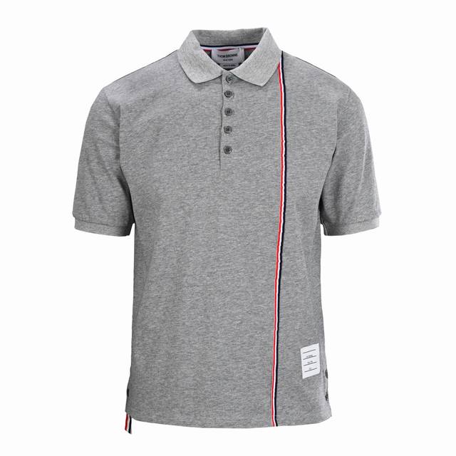Thom Browne Tb side webbing cotton short-sleeved polo shirt Fabric selection 32-