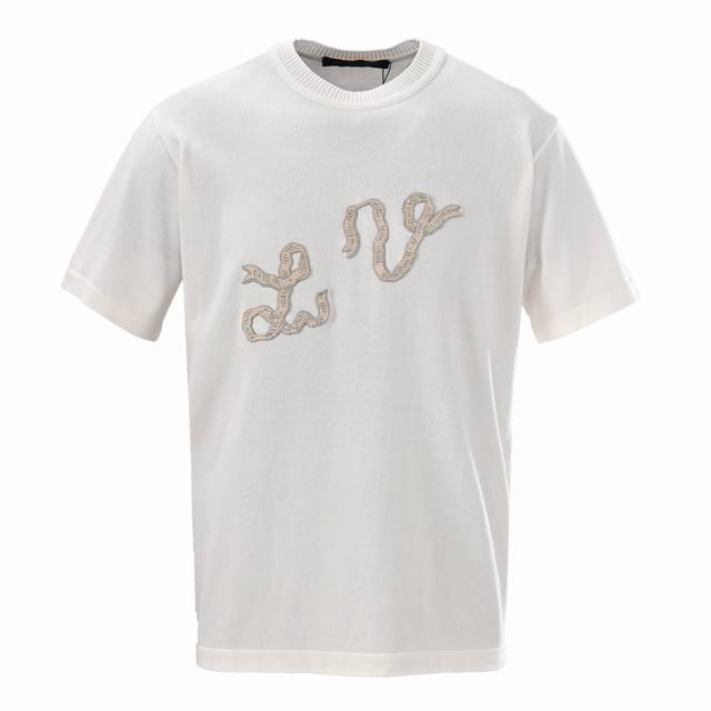 Louis Vuitton Lv cord embroidery knitted short-sleeved T-shirt Authentic 10800 p