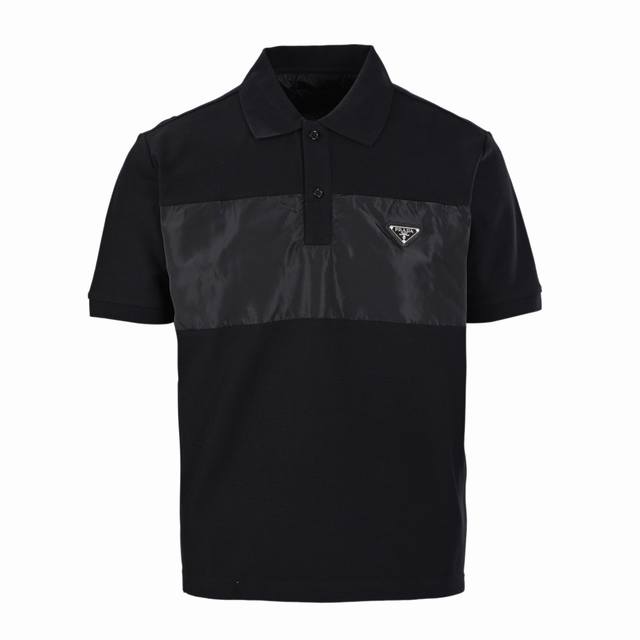 Prada Prd Two-button patchwork triangle logo short-sleeved Polo shirt Made of 22