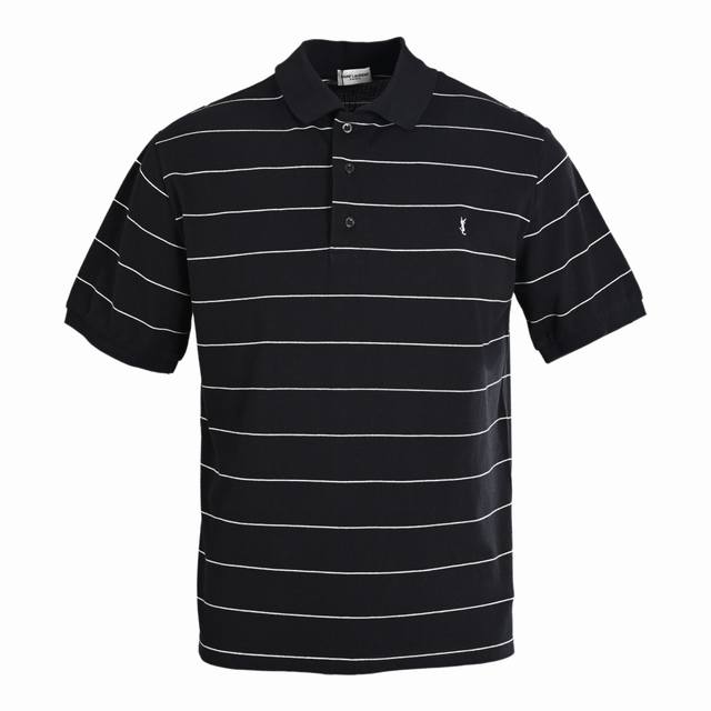 Saint Laurent Slp Ysl Logo Embroidered Striped Short Sleeve Polo Shirt Customize