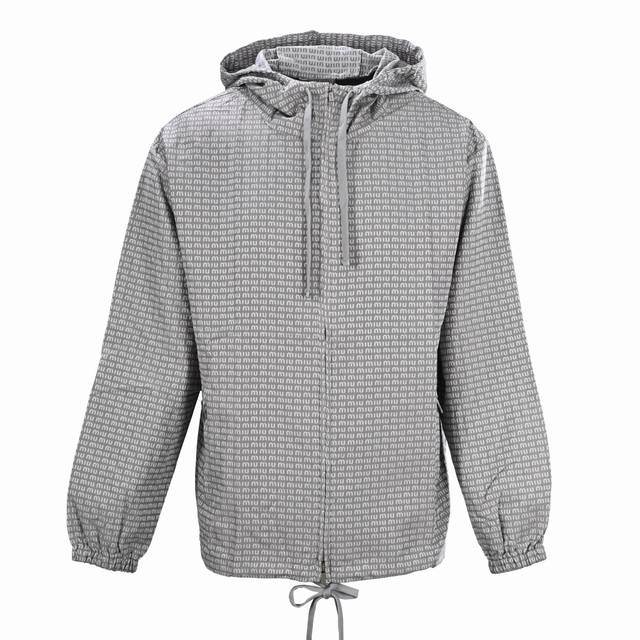 Miumiu Mm full-printed nylon hooded windbreaker jacket The original version was